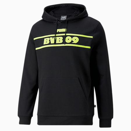 Sudadera de fútbol con capucha para hombre BVB FtblLegacy, Puma Black-Safety Yellow, small