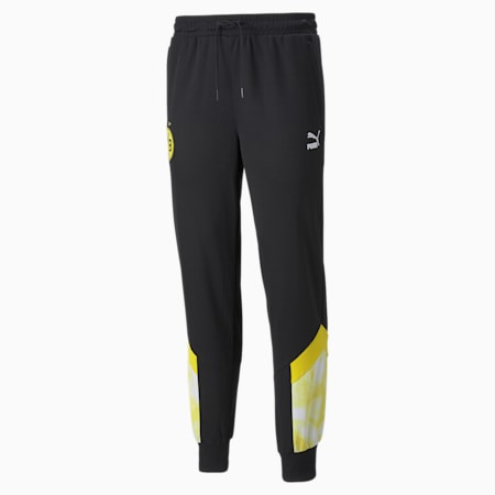 BVB Iconic MCS Mesh Men's Football Pants, Puma Black-Cyber Yellow, small-GBR