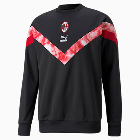 ACM Iconic MCS Herren Fußball Sweatshirt mit Rundhalsausschnitt, Puma Black-Tango Red, small
