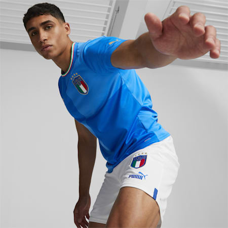 Włochy Home 22/23 Replika koszulki męskiej, Ignite Blue-Ultra Blue, small
