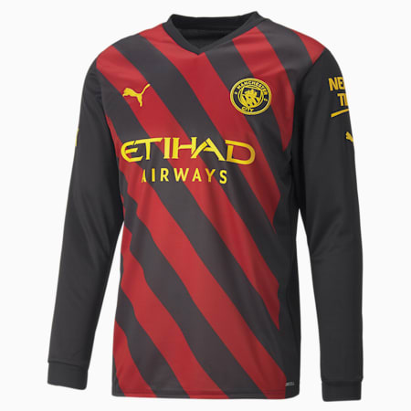 Maillot à manches longues Manchester City F.C. Away 22/23 Replica Homme, Puma Black-Tango Red, small