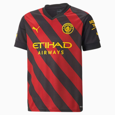 Manchester City F.C. Away 22/23 Replica Jersey Youth, Puma Black-Tango Red, small-PHL