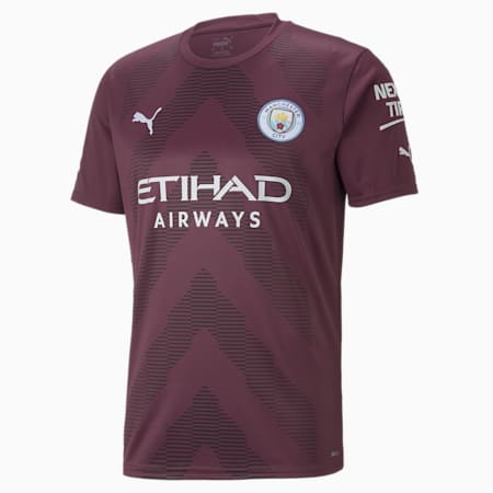 Replika koszulki bramkarskiej Manchester City FC z krótkim rękawem dla mężczyzn, Grape Wine-Puma Black, small