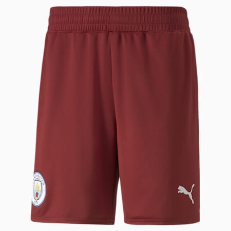 Manchester City F.C. Men's Replica Shorts, Intense Red-Puma White, small-IND