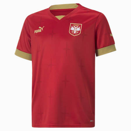 Serbia Home 22/23 Réplica Jersey Jóvenes, Chili Pepper-Victory Gold, small