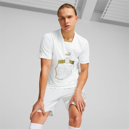Servië Uit 22/23 Replica Jersey Heren, Puma White-Victory Gold, small
