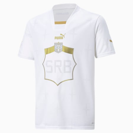 Servië Uit 22/23 Replica Jersey Jeugd, Puma White-Victory Gold, small