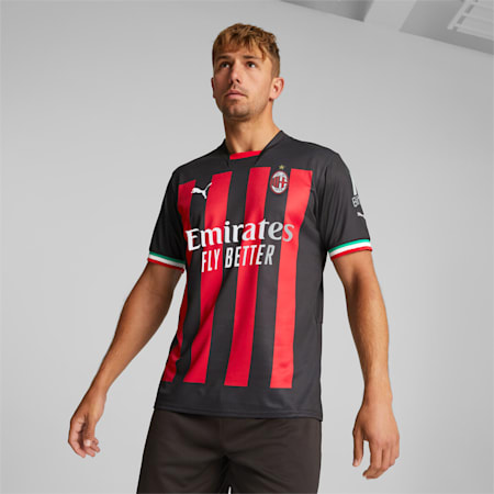 A.C. Milan Home Replica Men's Football Jersey, Puma Black-Tango Red, small-AUS