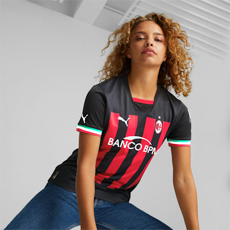 Camiseta AC Milan Home 22/23 Réplica Mujer, Puma Black-Tango Red, small