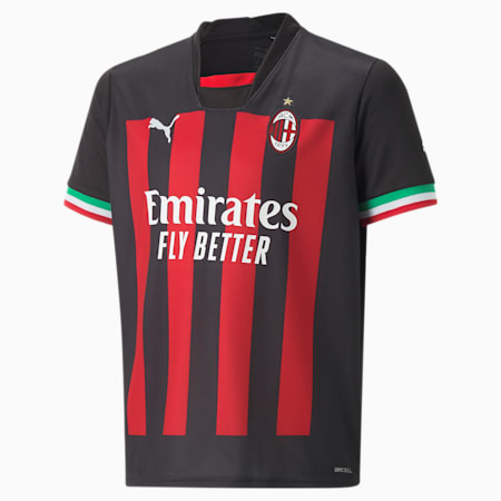 قميص جيرسيه للشباب A.C. Milan Home 22/23 Replica, Puma Black-Tango Red, small-DFA