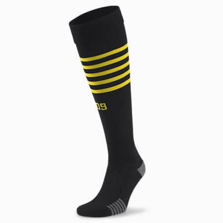 Chaussettes de foot à rayures horizontales Borussia Dortmund Replica Homme, Puma Black-Cyber Yellow, small