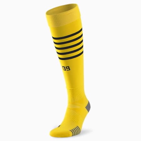 Chaussettes de foot à rayures horizontales Borussia Dortmund Replica Homme, Cyber Yellow-Puma Black, small