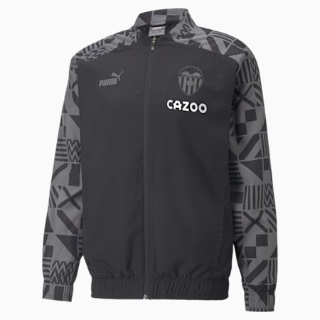 Valencia CF Football Prematch Jacket Men, Puma Black-CASTLEROCK, small