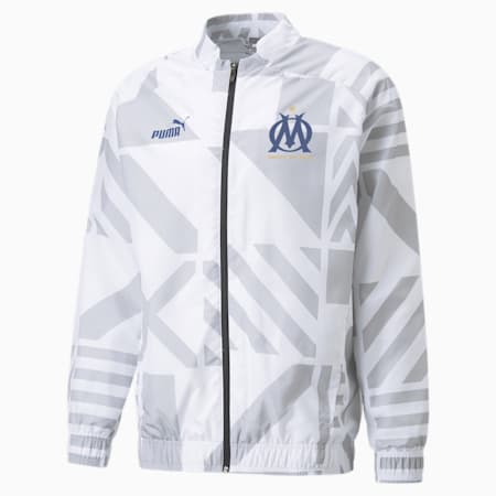 Olympique de Marseille Football Prematch Jacket Men, Puma White-Limoges, small