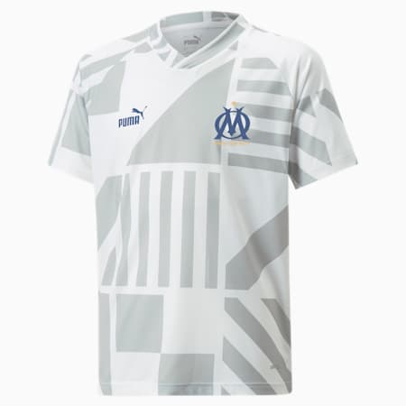 Olympique de Marseille Prematch voetbalshirt Jeugd, Puma White-Limoges, small
