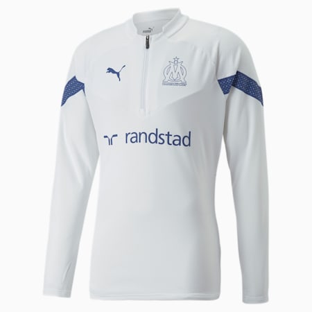 חולצת אימונים Olympique de Marseille Football עם רוכסן קצר לגברים, Puma White-Limoges, small-DFA