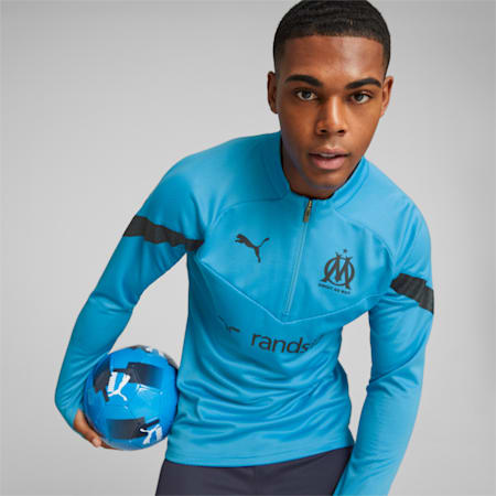 Olympique de Marseille Football Quarter-zip Training Top Men, Bleu Azur-Parisian Night, small-DFA