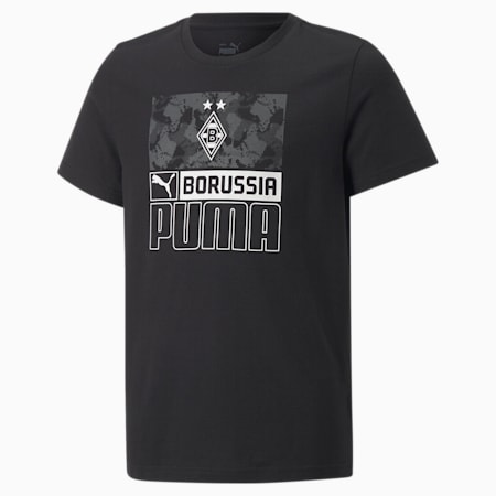 T-shirt da calcio ftblCore Borussia Mönchengladbach da ragazzo, Puma Black-Dark Shadow, small