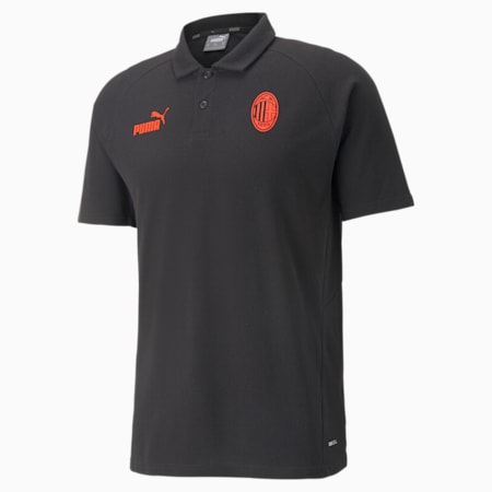A.C. Milan Football Casuals Polo Shirt Men, Puma Black-Asphalt, small