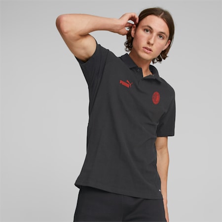 A.C. Milan Football Casuals Polo Shirt Men, Puma Black-Asphalt, small-PHL