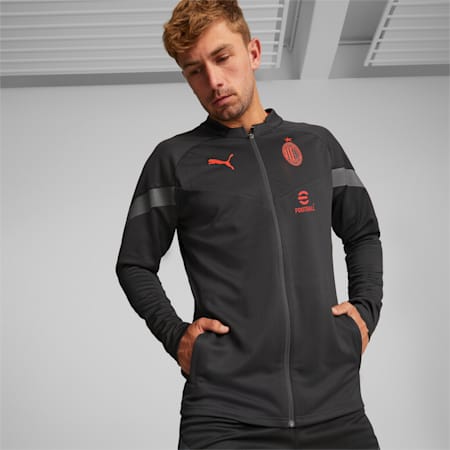 A.C. Milan Football Training Jacket Men, Puma Black-Asphalt, small-IND
