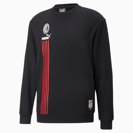 Męska bluza A.C. Milan ftblCulture z okrągłym kołnierzem, Puma Black-Tango Red, small