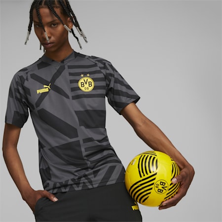 Męska koszulka przedmeczowa Borussia Dortmund, Puma Black-Asphalt, small