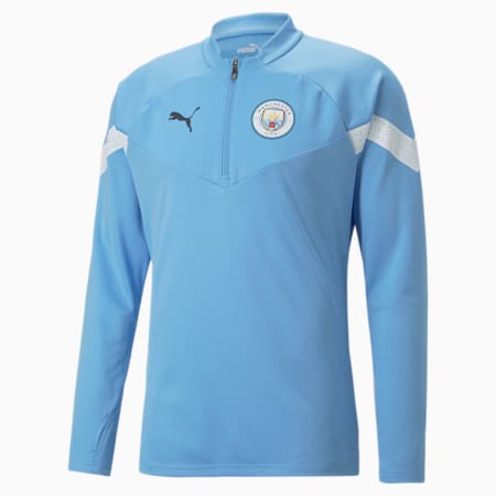 חולצת אימונים Manchester City F.C. Football עם רבע רוכסן, לגברים, Team Light Blue-Puma White, small-DFA