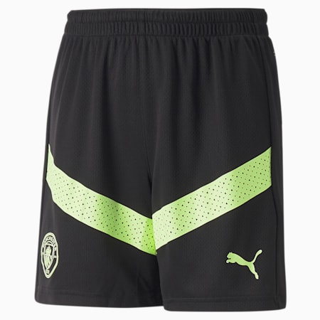 Pantaloncini da allenamento da calcio Manchester City FC Youth, Puma Black-Fizzy Light, small
