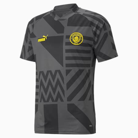 Męska koszulka przedmeczowa Manchester City FC, Puma Black-Spectra Yellow, small