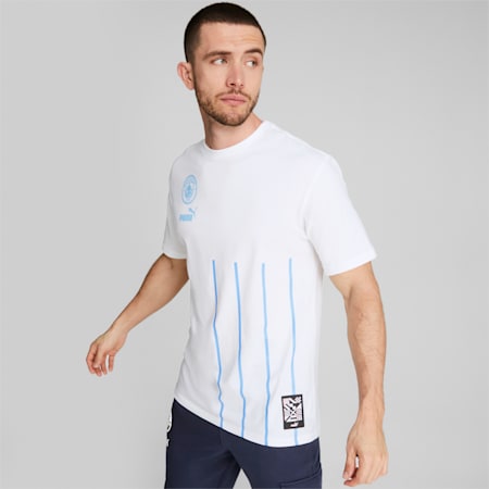 メンズ マンチェスター シティー MCFC フットボールカルチャー 半袖 Tシャツ, Puma White-Team Light Blue, small-JPN