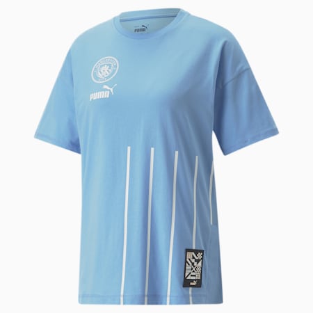 Manchester City F.C. ftblCulture T-Shirt Damen, Team Light Blue-Puma White, small