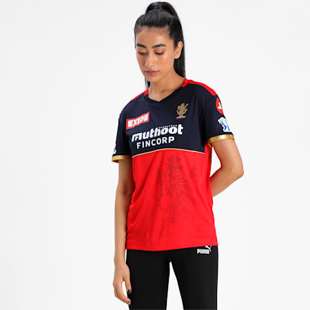 Royal Challengers Bangalore Women's Replica 2021 Jersey, Navy Blazer-Flame Scarlet, small-IND