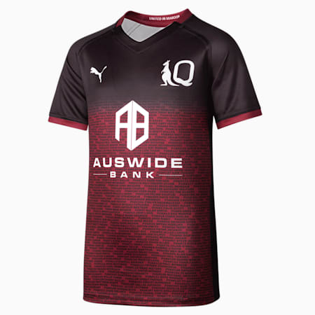 Queensland Maroons Replica Youth 2022 Captain's Run Jersey, Beet Red-Puma White-- Maroon, small-AUS