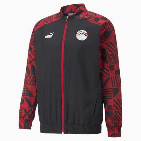 Egypt Football Prematch Jacket Men, Tango Red -Puma Black, small