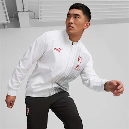 A.C. Milan Prematch Jacket Men, PUMA White-Tango Red, small