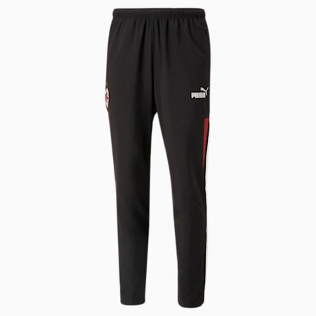 A.C. Milan Prematch gewebte Hose Herren, PUMA Black-Tango Red, small