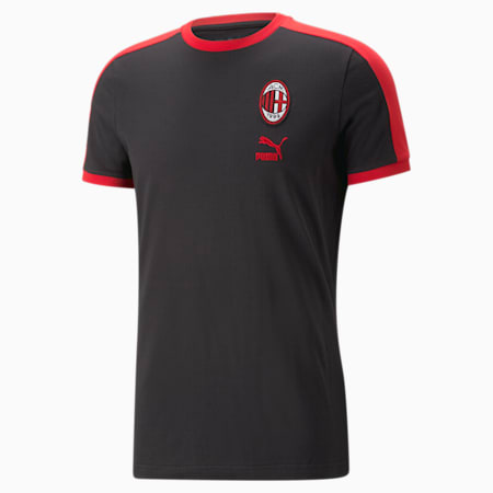 A.C. Milan FtblHeritage T7 Men's T-Shirt, PUMA Black-Tango Red, small-IND