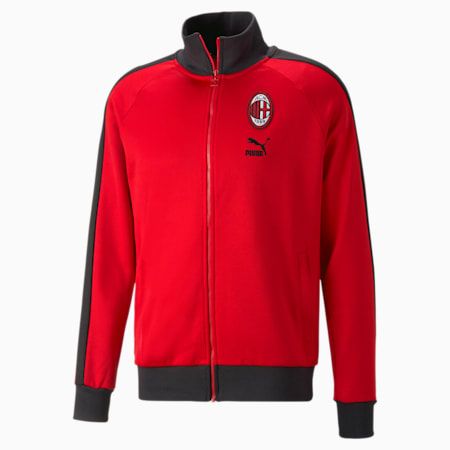 A.C. Milan FtblHeritage T7 Men's Football Track Jacket, Tango Red -PUMA Black, small-IND