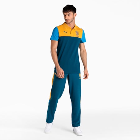 Royal Challengers Bangalore Colourblocked Men's Polo, Intense Blue-Mineral Yellow, small-IND