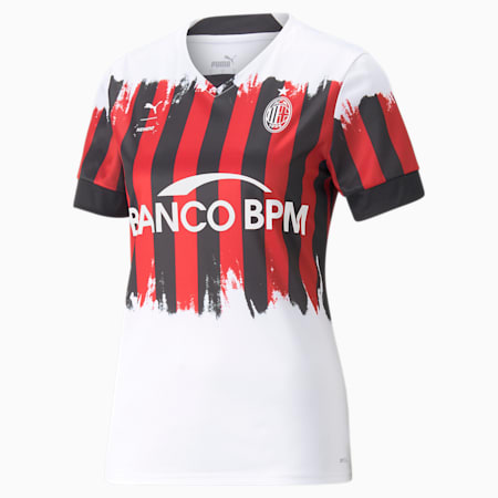 A.C. Milan x NEMEN Replica Football Jersey Women, Puma White-Tango Red, small