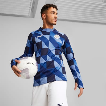 Manchester City F.C. Prematch Trikot Herren, Lake Blue-PUMA Navy, small