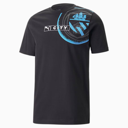 Manchester City F.C. ftblLegacy T-Shirt Männer, PUMA Black-Team Light Blue, small