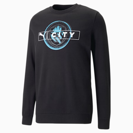Manchester City ftblLegacy Sweatshirt Men, PUMA Black-Team Light Blue, small