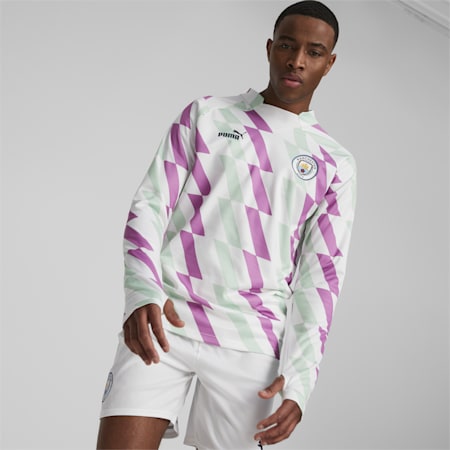 Manchester City Pre-match Sweatshirt Herren, PUMA White-Mist Green-Mauve Pop, small