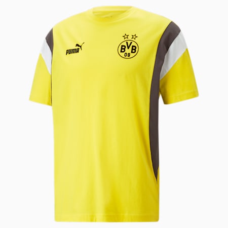 Borussia Dortmund ftblArchive T-shirt voor heren, Cyber Yellow-Flat Dark Gray, small