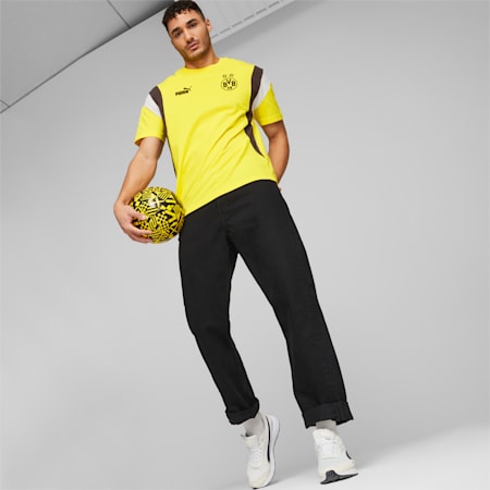 T-shirt Borussia Dortmund ftblArchive da uomo, Cyber Yellow-Flat Dark Gray, small