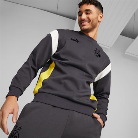 Sweat Borussia Dortmund ftblArchive, Flat Dark Gray-Cyber Yellow, small