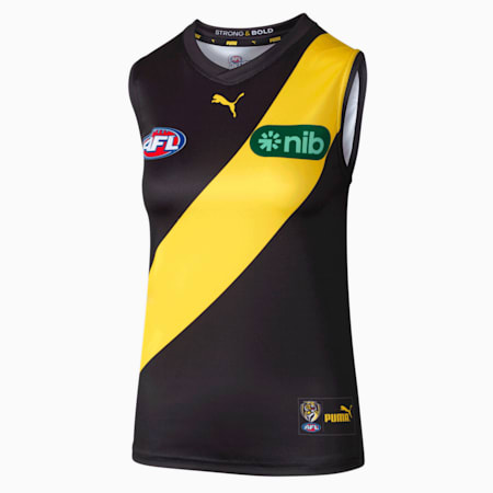 Richmond Football Club Womens Replica Home Guernsey, Puma Black-Vibrant Yellow-RFC, small-AUS