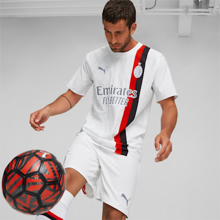 Camiseta auténtica AC Milan visitante 23/24 para hombre, PUMA White-Feather Gray, small